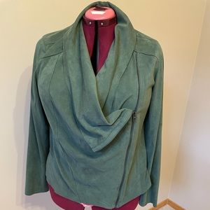 Gorgeous army green faux suede Moto jacket blazer